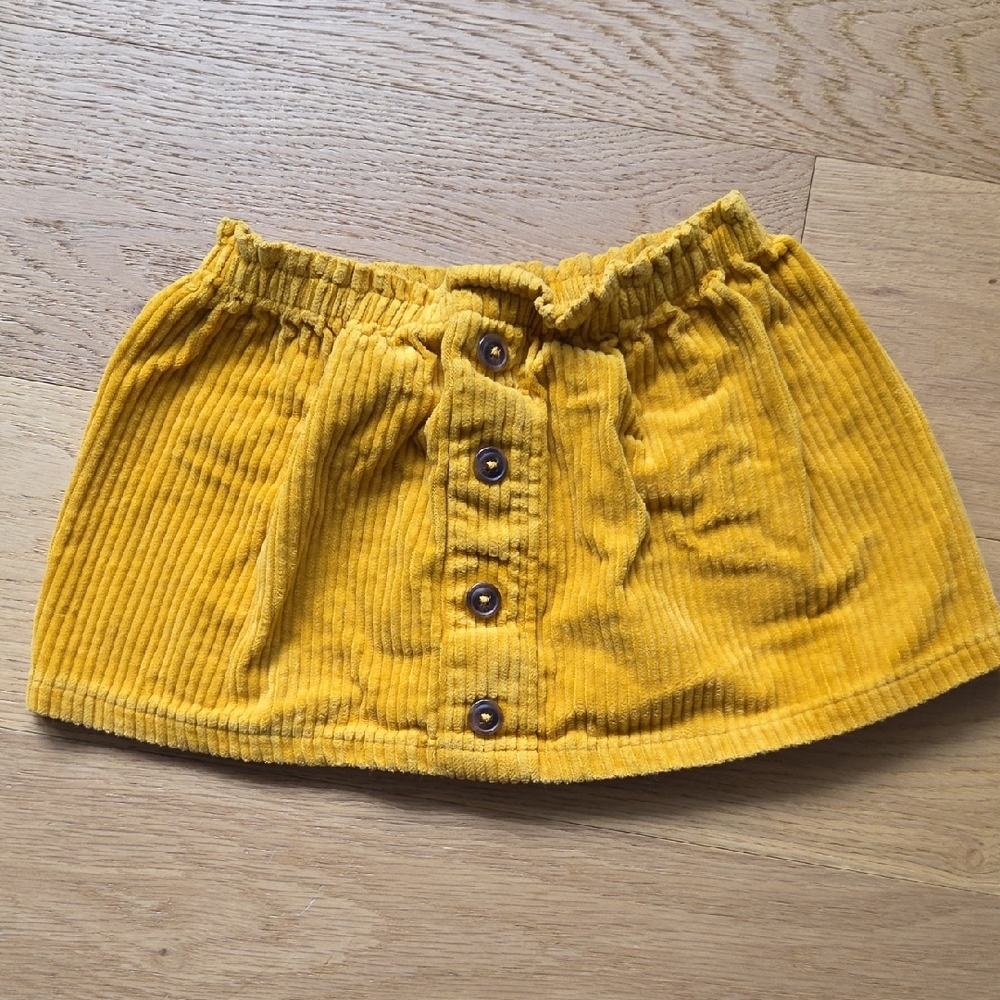 Yellow Corduroy Button Skirt